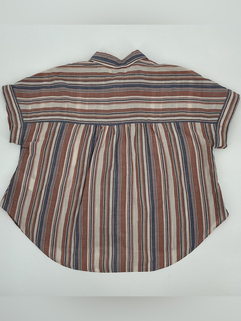 Madewell Ladies Striped Collard Button Cropped Casual Shirt - Picture 6 of 6